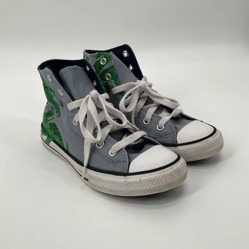Converse Chuck Taylor All Star Gray Dinosaur Print High‎ Top Toddler Youth 3